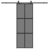 Stylish Sliding Door with Hardware Set - 76x205 cm Black Glass