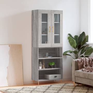 Stylish Highboard Grey Sonoma - 69.5x34x180 cm