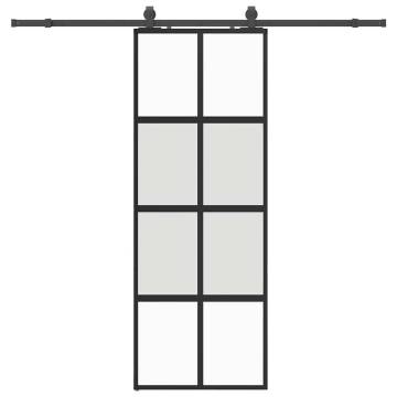 Stylish Black Sliding Door with Hardware Set - 76x205 cm