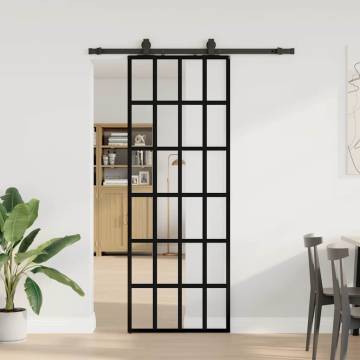 Sliding Door with Hardware Set Black - 76x205 cm ESG Glass