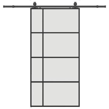 Sliding Door with Hardware Set Black - 102.5x205 cm ESG Glass