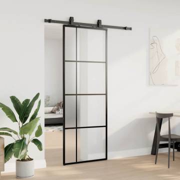 Sliding Door with Hardware Set Black - 76x205 cm ESG Glass