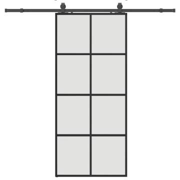 Sliding Door with Hardware Set Black 90x205 cm ESG Glass