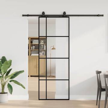 Sliding Door with Hardware Set - Black 76x205 cm ESG Glass