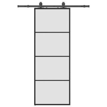 Sliding Door with Hardware Set Black | 76x205 cm ESG Glass