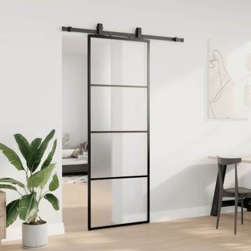 Sliding Door with Hardware Set Black | 76x205 cm ESG Glass