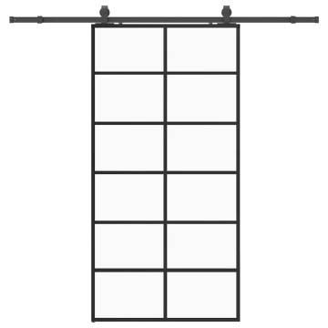 Sliding Door with Hardware Set Black - 102x205 cm ESG Glass