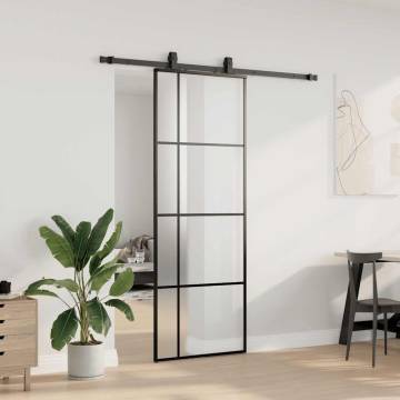 Sliding Door with Hardware Set Black 76x205 cm ESG Glass