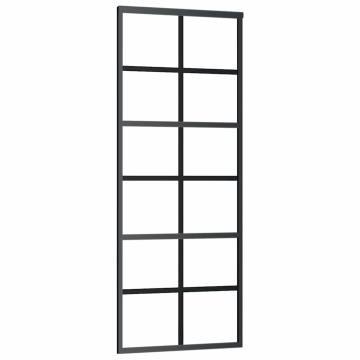 Sliding Door with Hardware Set Black 76x205 cm ESG Glass