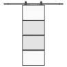 Sliding Door with Hardware Set Black - 76x205 cm Tempered Glass