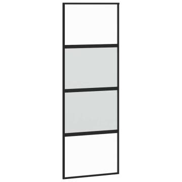 Sliding Door with Hardware Set Black - 76x205 cm Tempered Glass