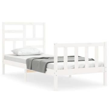 Bed Frame with Headboard White 100x200 cm Solid Wood