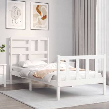 Bed Frame with Headboard White 100x200 cm Solid Wood