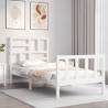 Bed Frame with Headboard White 100x200 cm Solid Wood