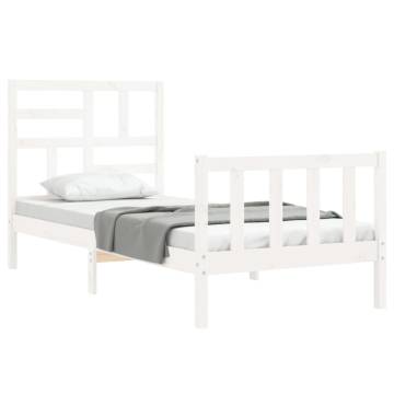 Bed Frame with Headboard White 100x200 cm Solid Wood