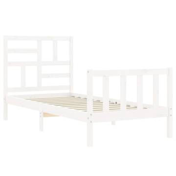 Bed Frame with Headboard White 100x200 cm Solid Wood