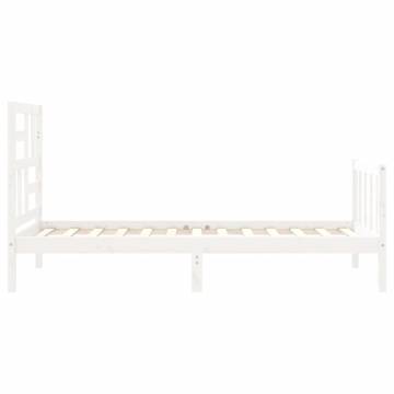 Bed Frame with Headboard White 100x200 cm Solid Wood