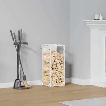 Firewood Rack White 25x25x60 cm | Sturdy Cold-Rolled Steel