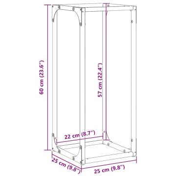 Firewood Rack White 25x25x60 cm | Sturdy Cold-Rolled Steel