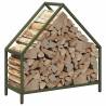 Olive Green Firewood Rack - Durable Cold-Rolled Steel 60x25x60cm