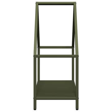 Olive Green Firewood Rack - Durable Cold-Rolled Steel 60x25x60cm