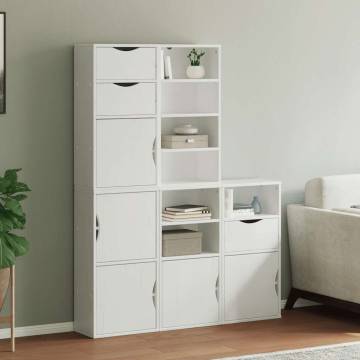 ODDA 5 pcs White Side Cabinets - Solid Pine Wood Storage