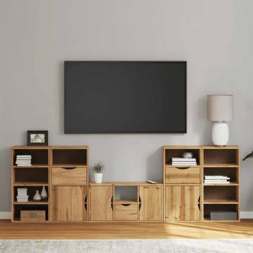 5 Piece ODDA Solid Wood Pine TV Units with Storage | HipoMarket