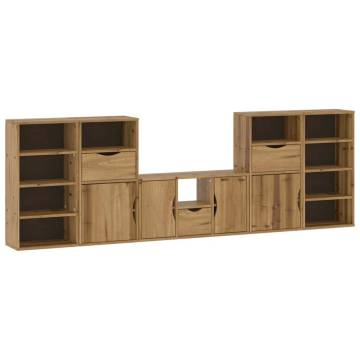 5 Piece ODDA Solid Wood Pine TV Units with Storage | HipoMarket