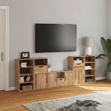 5 Piece ODDA Solid Wood Pine TV Units with Storage | HipoMarket