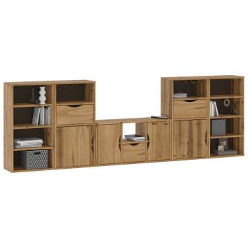 5 Piece ODDA Solid Wood Pine TV Units with Storage | HipoMarket