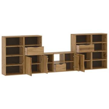 5 Piece ODDA Solid Wood Pine TV Units with Storage | HipoMarket