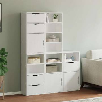 ODDA 5 Pcs Side Cabinets - White Solid Wood Pine | Hipomarket