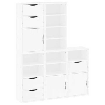 ODDA 5 Pcs Side Cabinets - White Solid Wood Pine | Hipomarket