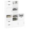 ODDA 5 Pcs Side Cabinets - White Solid Wood Pine | Hipomarket