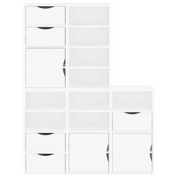 ODDA 5 Pcs Side Cabinets - White Solid Wood Pine | Hipomarket