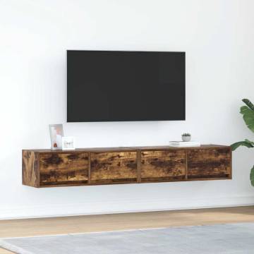 Stylish 2 pcs TV Cabinets in Smoked Oak - Space-Saving Design