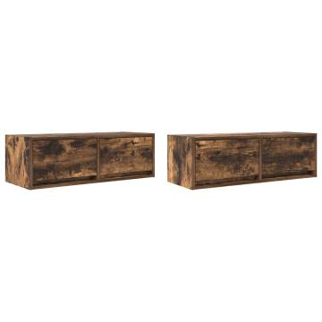 Stylish 2 pcs TV Cabinets in Smoked Oak - Space-Saving Design