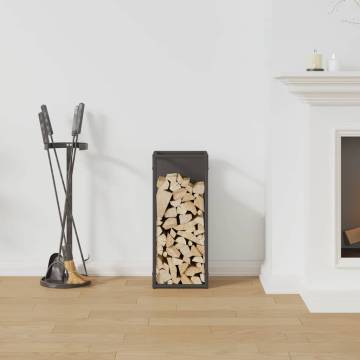 Sturdy Black Firewood Rack - Cold-Rolled Steel 25x25x60 cm