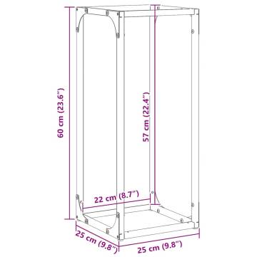 Sturdy Black Firewood Rack - Cold-Rolled Steel 25x25x60 cm