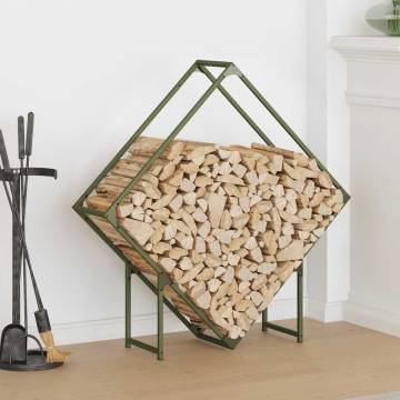 Olive Green Firewood Rack - Sturdy Cold-Rolled Steel 100x25x100 cm