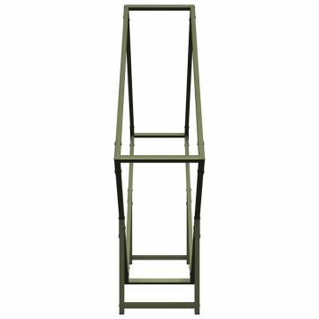 Olive Green Firewood Rack - Sturdy Cold-Rolled Steel 100x25x100 cm