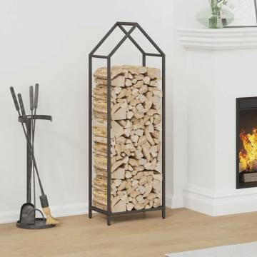 Firewood Rack Black - Sturdy Cold-Rolled Steel 40x25x120 cm