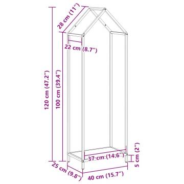 Firewood Rack Black - Sturdy Cold-Rolled Steel 40x25x120 cm