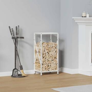 Firewood Rack White 34x25x70 cm - Durable Cold-Rolled Steel