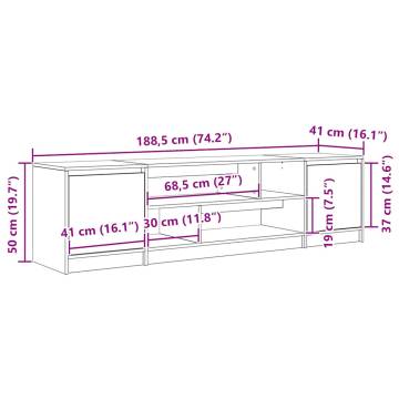 Stylish White TV Cabinet - 188.5x41x50 cm | HIPO Market