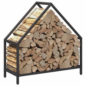 Sturdy Black Firewood Rack 60x25x60 cm - Cold-Rolled Steel