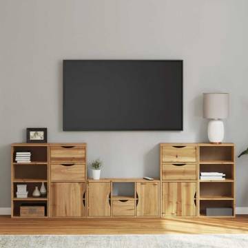 5 Piece TV Units with Storage ODDA Solid Wood Pine - HipoMarket