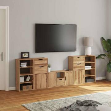 5 Piece TV Units with Storage ODDA Solid Wood Pine - HipoMarket