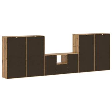 5 Piece TV Units with Storage ODDA Solid Wood Pine - HipoMarket