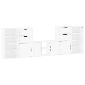 5 Piece ODDA White Solid Wood Pine TV Units with Storage